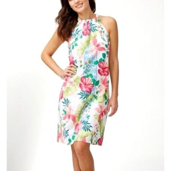 Tommy Bahama Dresses & Skirts - Tommy Bahama Lava Actually Linen-Blend Halter Dress Tropical Sundress Size M